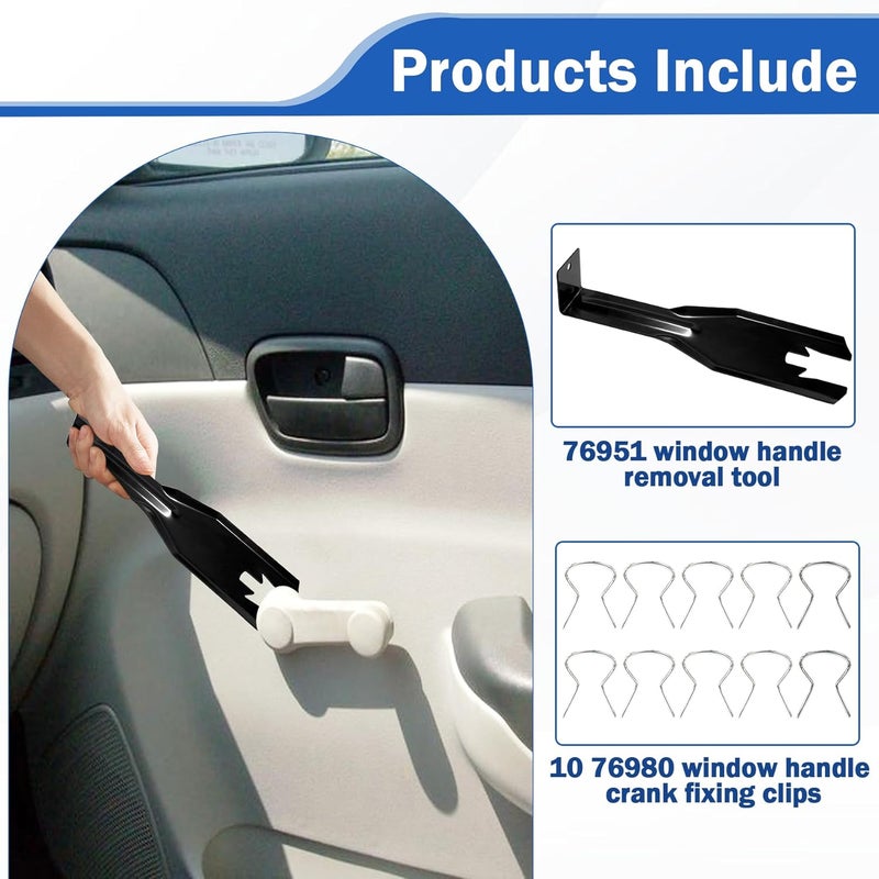 Xihu 76951 Window Handle Removal Tool with 10 Window Handle Crank Fixing Clips, Universal Automotive Upholstery Repair Tool - Image 3